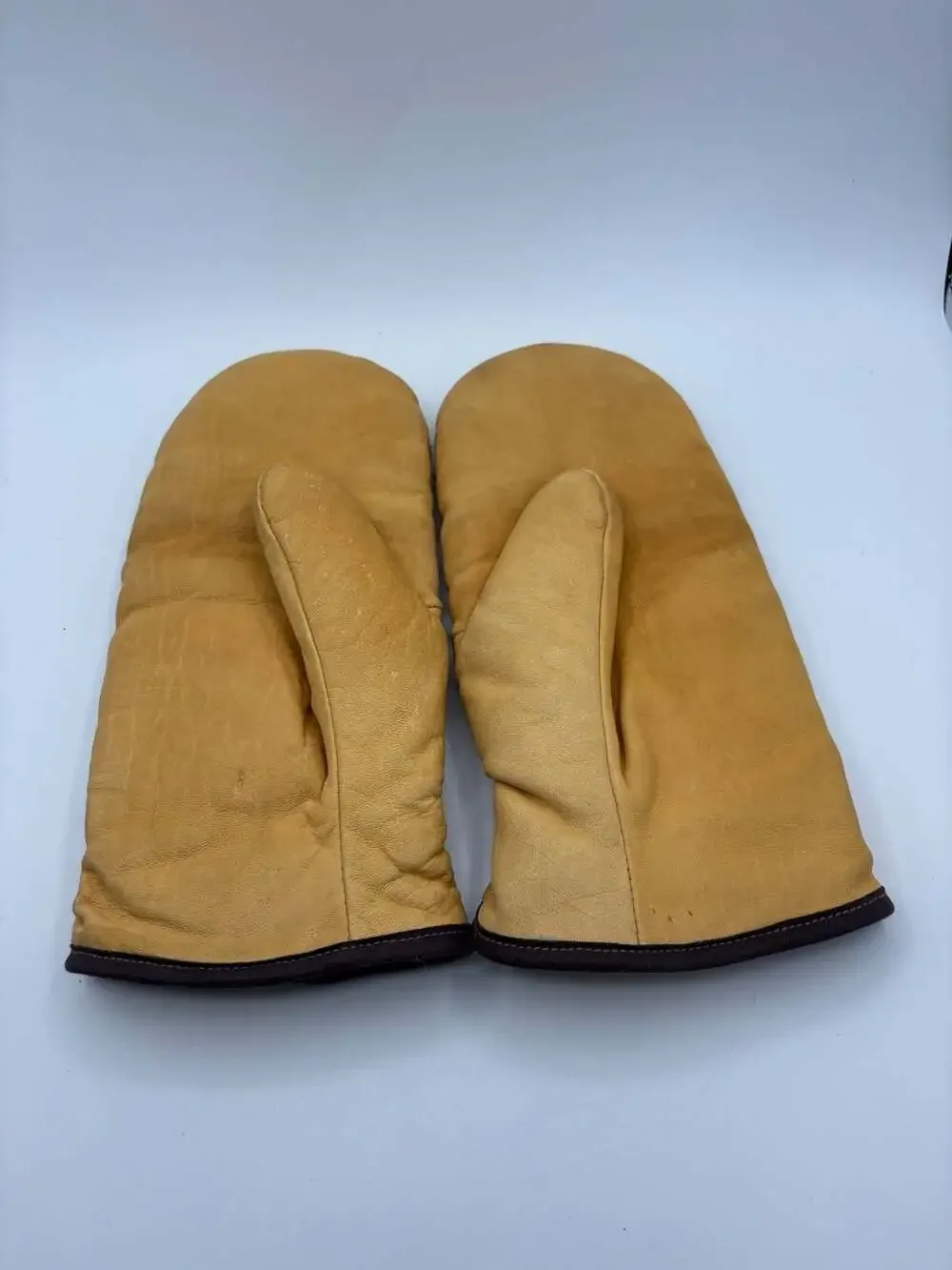 Vintage Genuine Steerhide Soft Durable Shearling Lined Winter Mittens XL